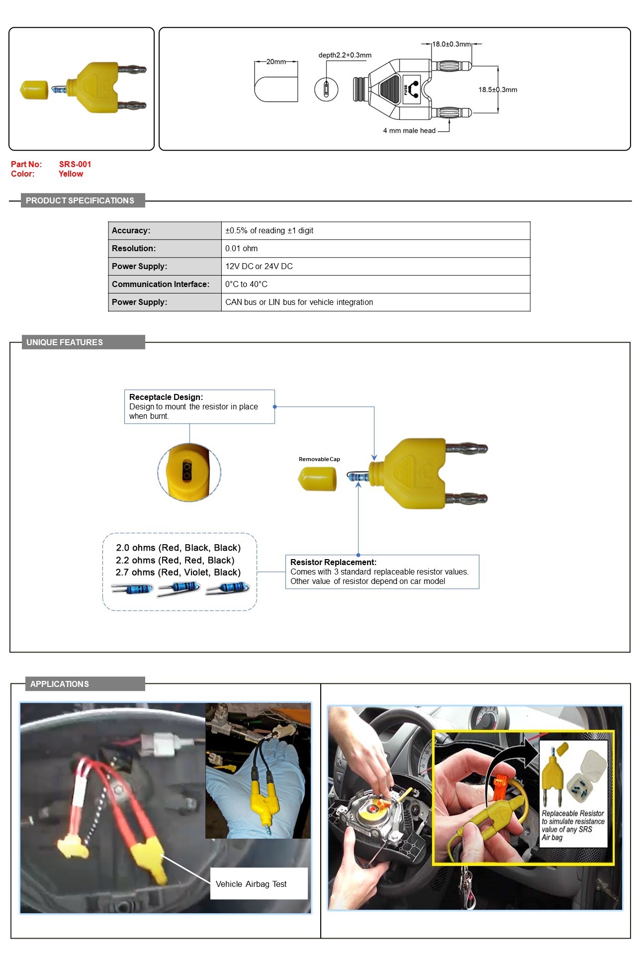 Airbag Simulator Banana Auto Test Aid